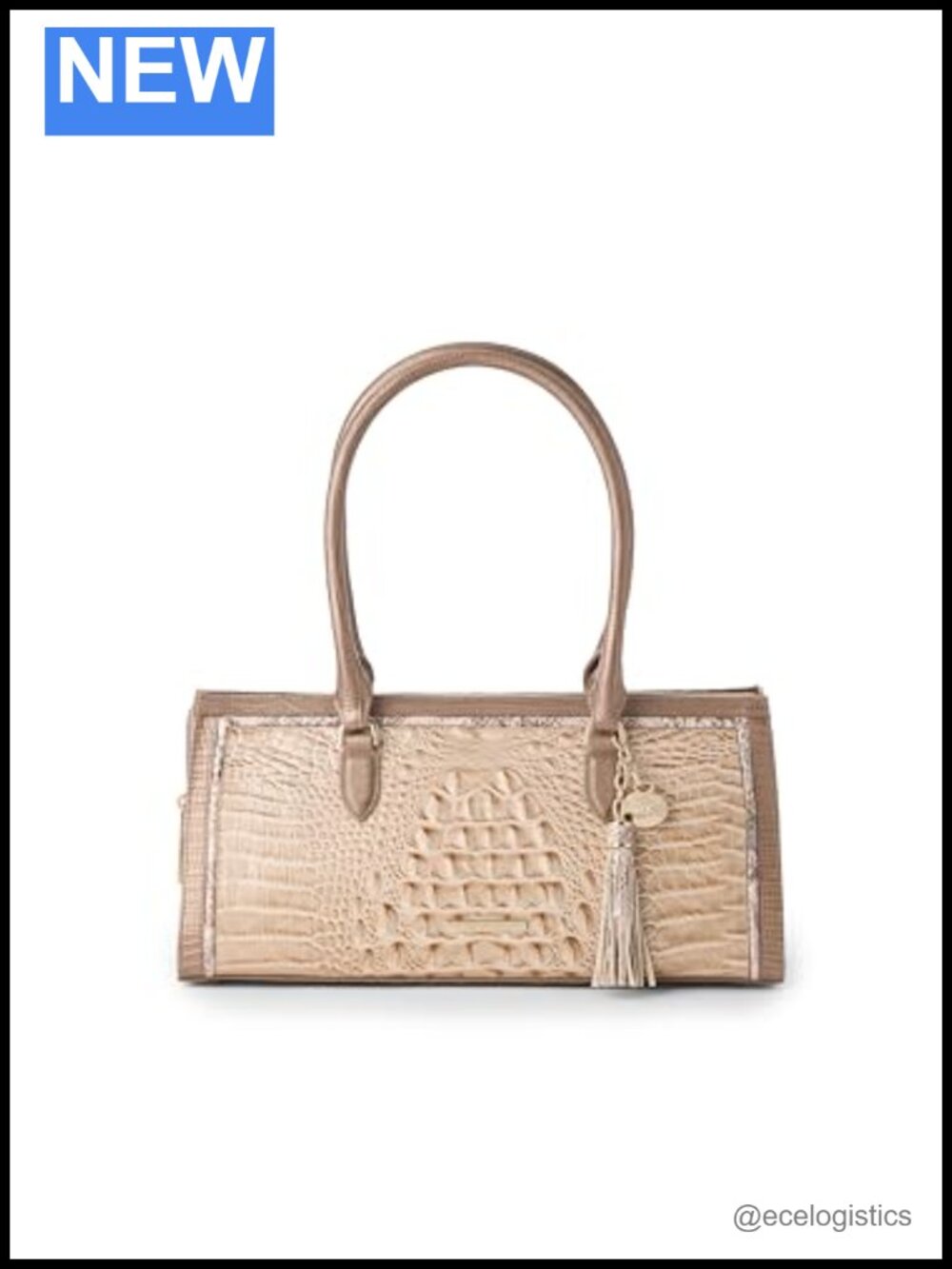 Satchel Leather Handbag Zip Top Rolled Handles